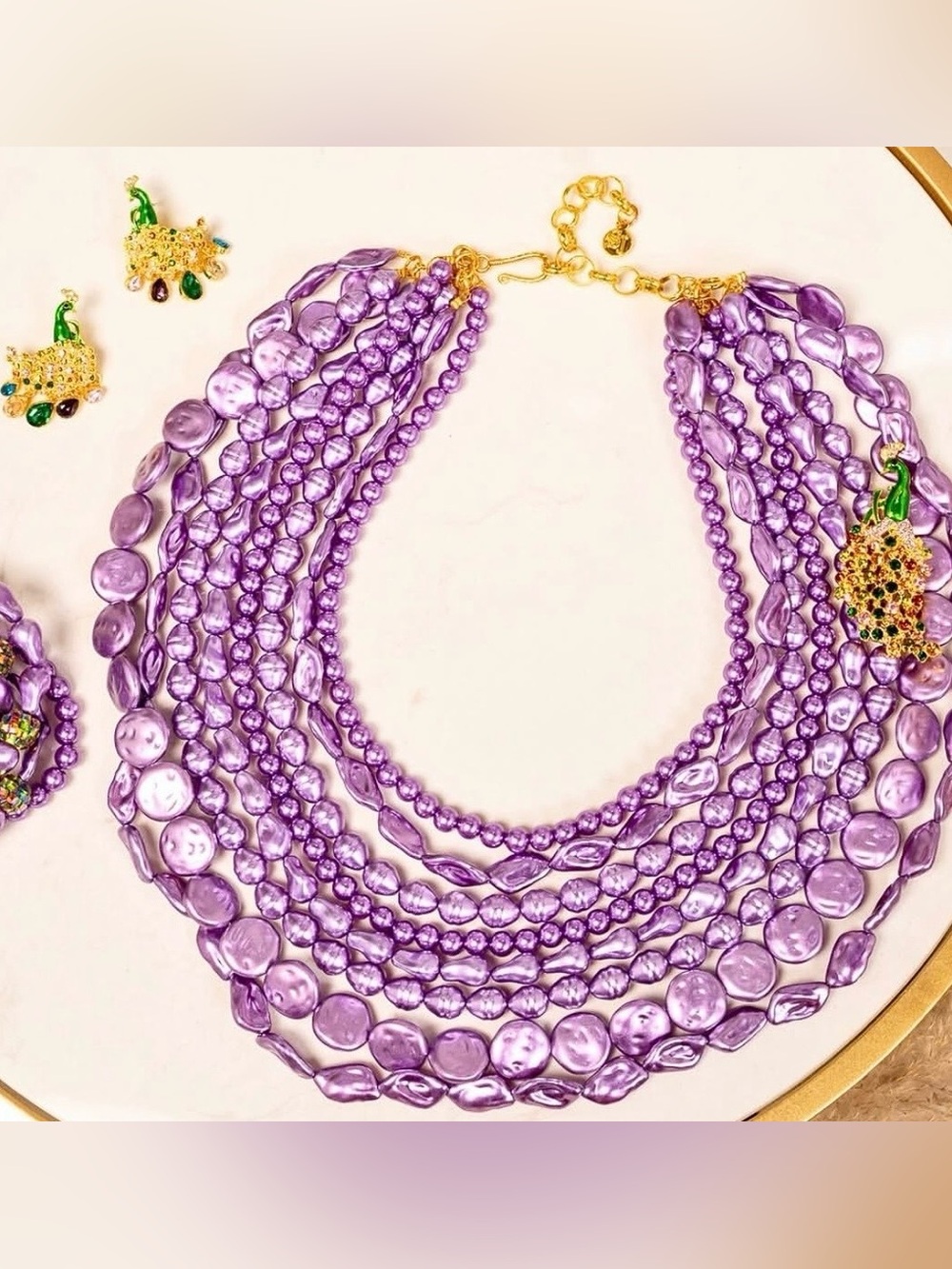 Sassy Jones Multi-Strand Purple Pearl Necklace  Women’s Jewelry set